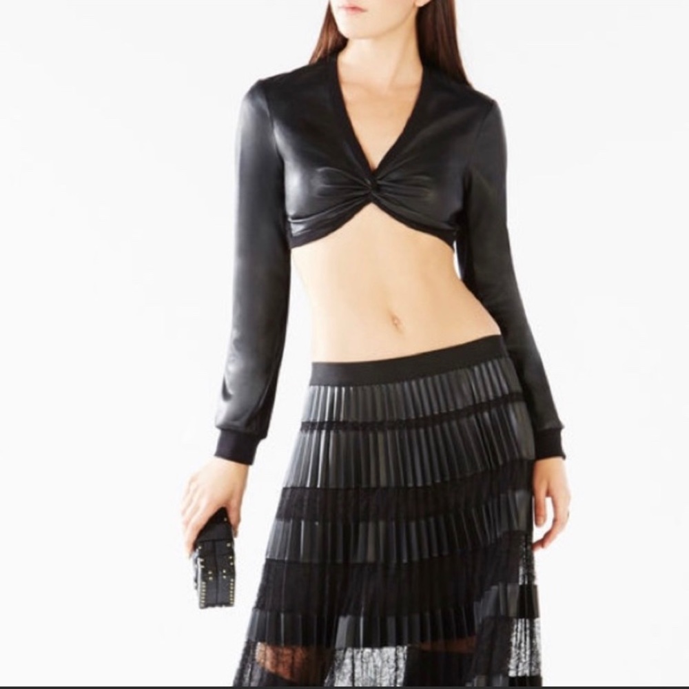 BCBGMAXZIA Raelee Faux Leather Crop Top